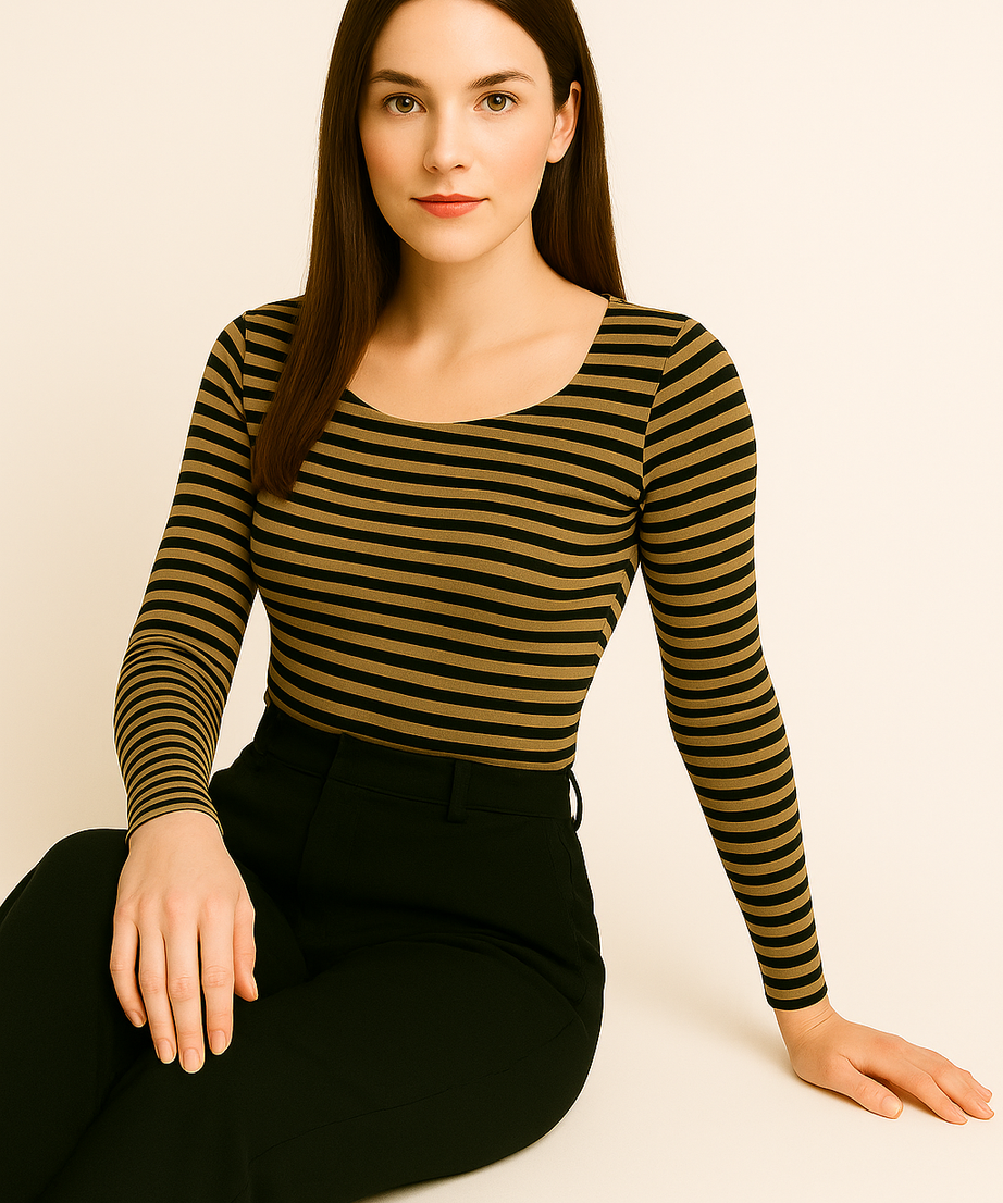 Women's Striped Long Sleeve Slim Fit Top