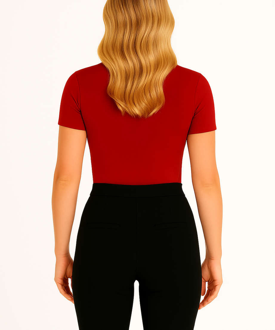 Women's Heart Cutout Crew Neck Slim Fit Tee
