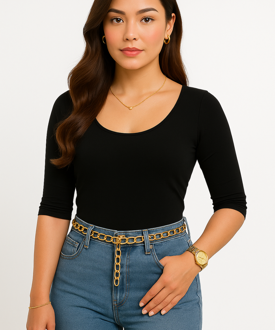 Women’s Classic Black Scoop Neck Top