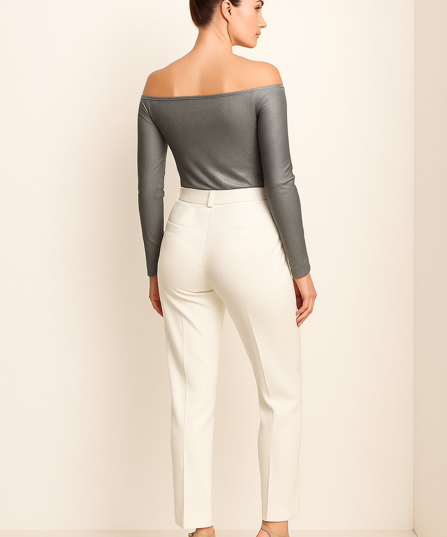Women's Off-Shoulder Buttoned Rib Knit Top