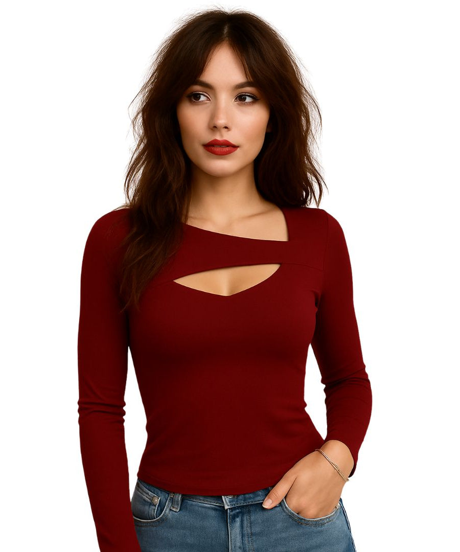 Cut-Out Long-Sleeve T-Shirt