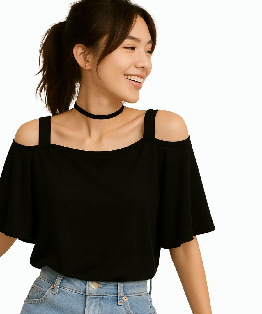 Off-Shoulder Short-Sleeve T-Shirt