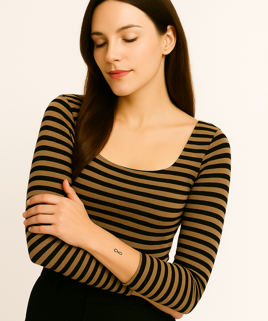 Women's Striped Long Sleeve Slim Fit Top