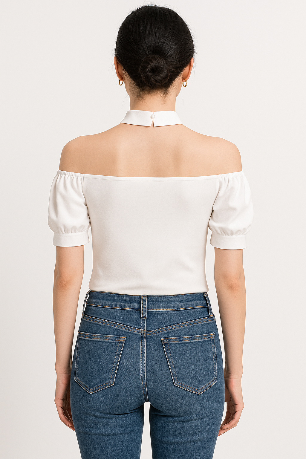 Women's Cold Shoulder Choker Keyhole Slim Fit Top