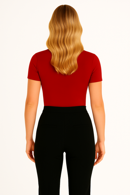 Women's Heart Cutout Crew Neck Slim Fit Tee