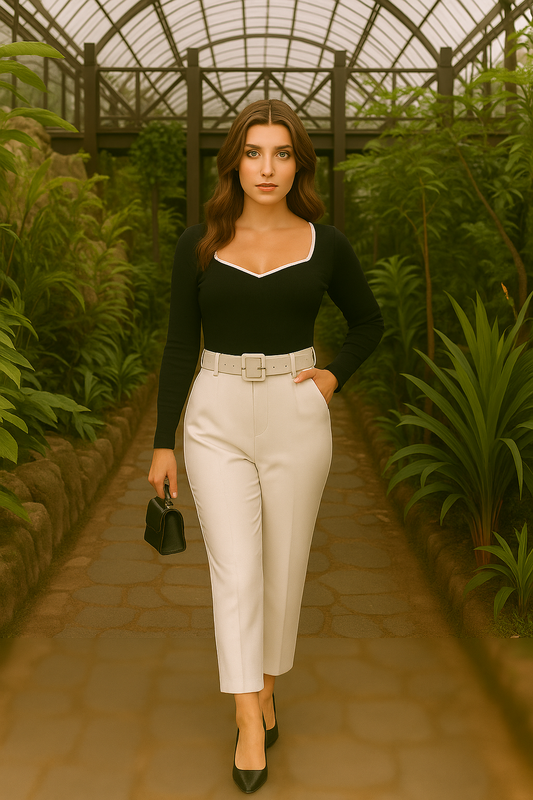 Women's Black Sweetheart Neck Top