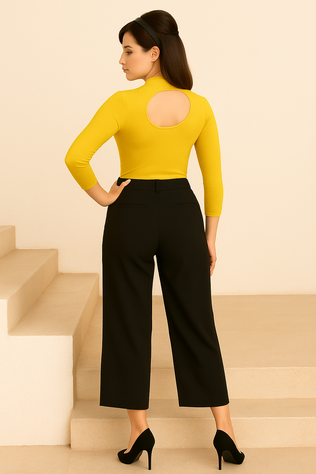 Women's Ring-Detail Cut-Out Neck Top