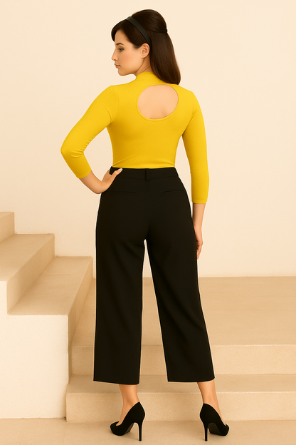 Women's Ring-Detail Cut-Out Neck Top