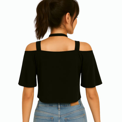 Off-Shoulder Short-Sleeve T-Shirt