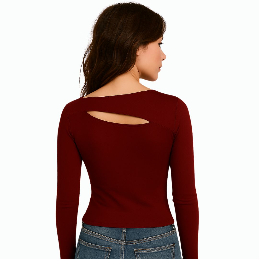 Cut-Out Long-Sleeve T-Shirt