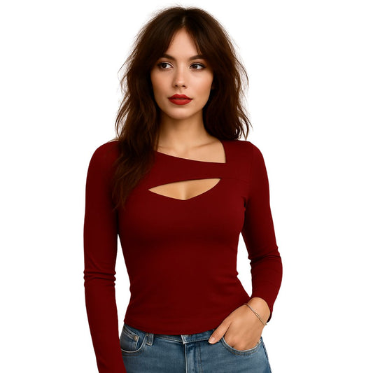 Cut-Out Long-Sleeve T-Shirt