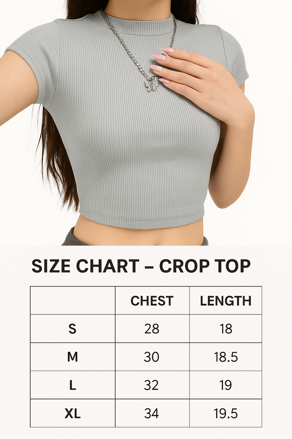 Short Sleeve Ribbed Crop Top – Crew Neck
