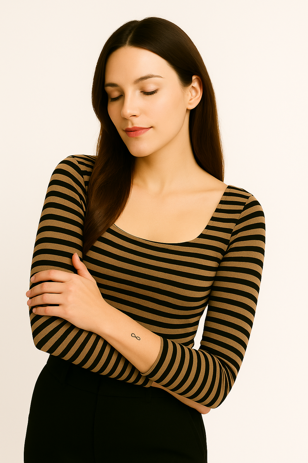 Women's Striped Long Sleeve Slim Fit Top