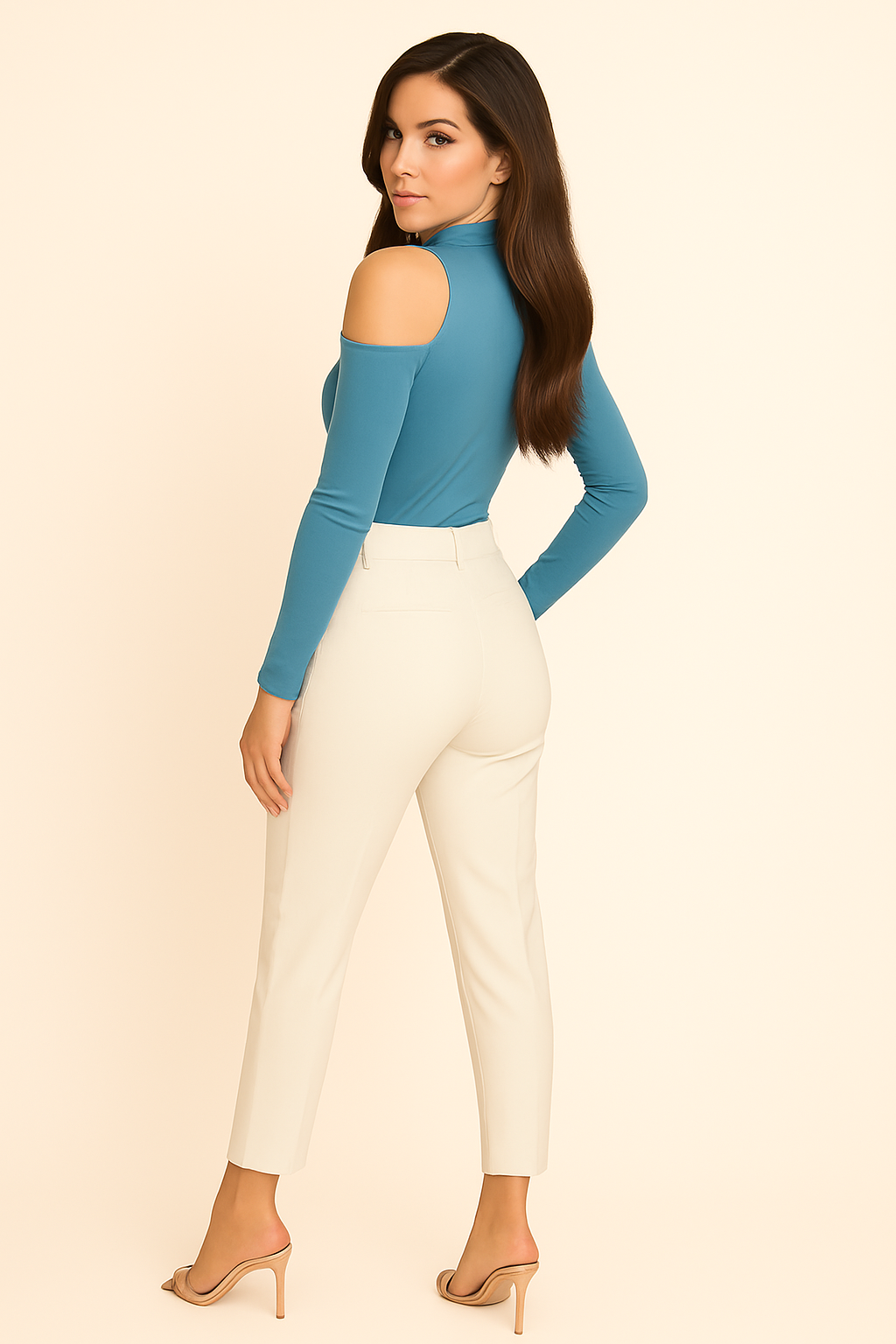 Women's Lace-Up Cold Shoulder Fitted Top